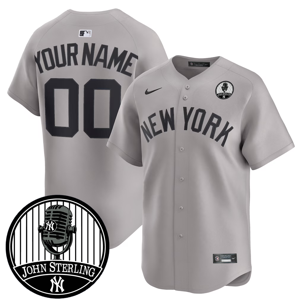 Men's John Sterling New York Yankees All Stitched Jersey - JS Tribute Patch