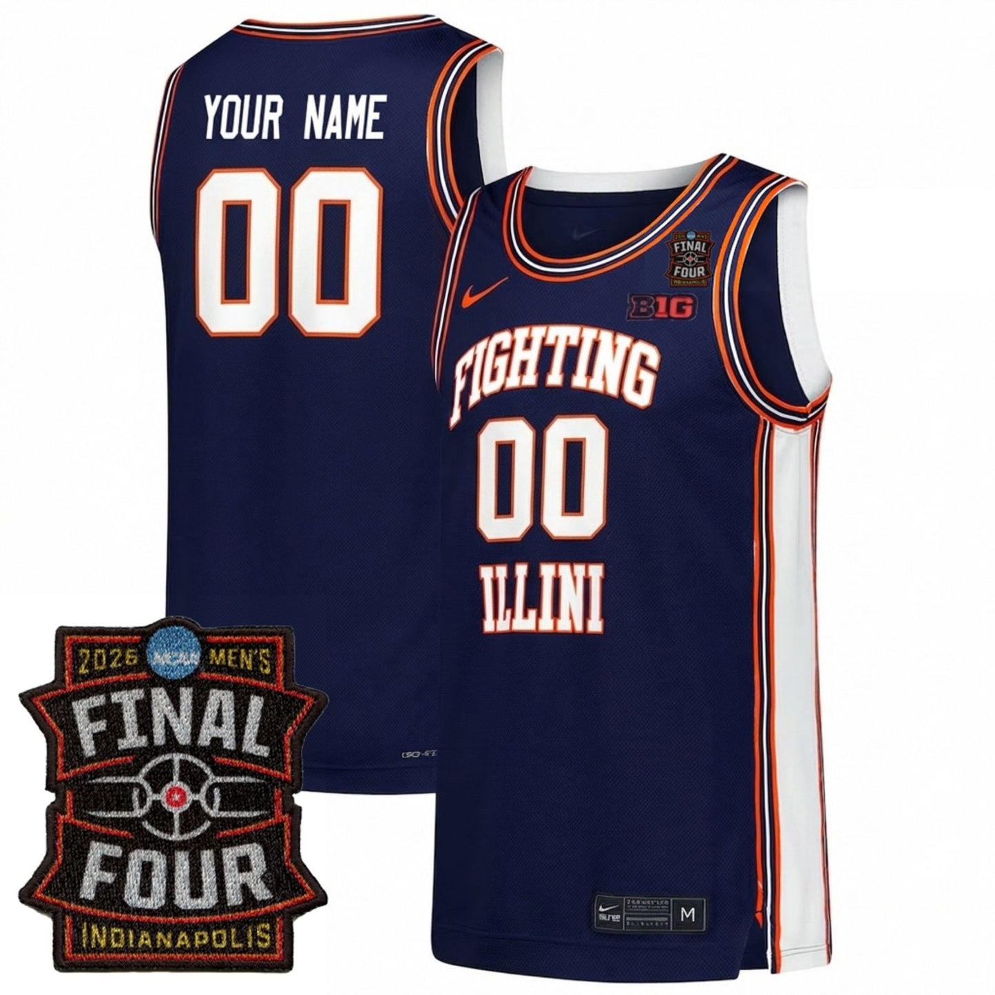 Illinois Fighting Illini Men's Basketball 25/26 All Stitched Jersey - Final Four Patch
