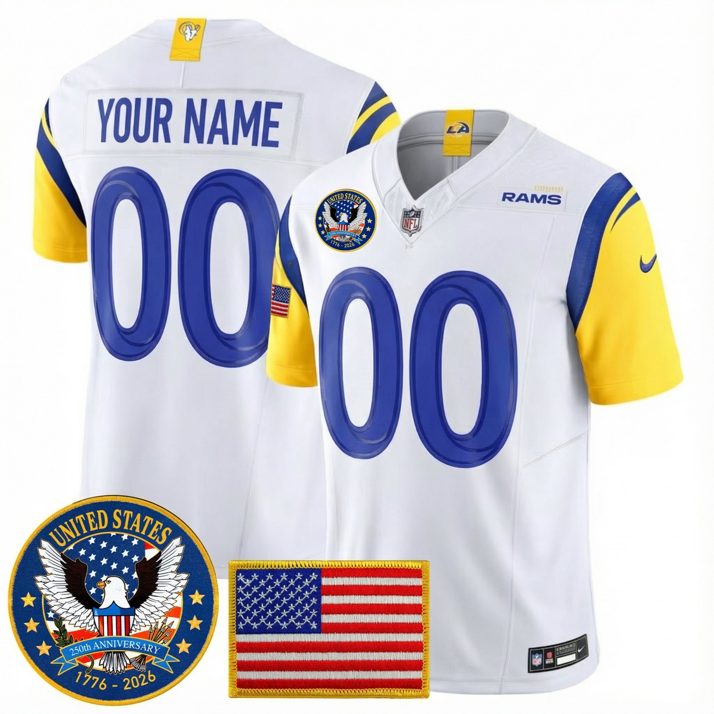 Men's LA Rams 2026 Jersey - United States 250th Anniversary Patch