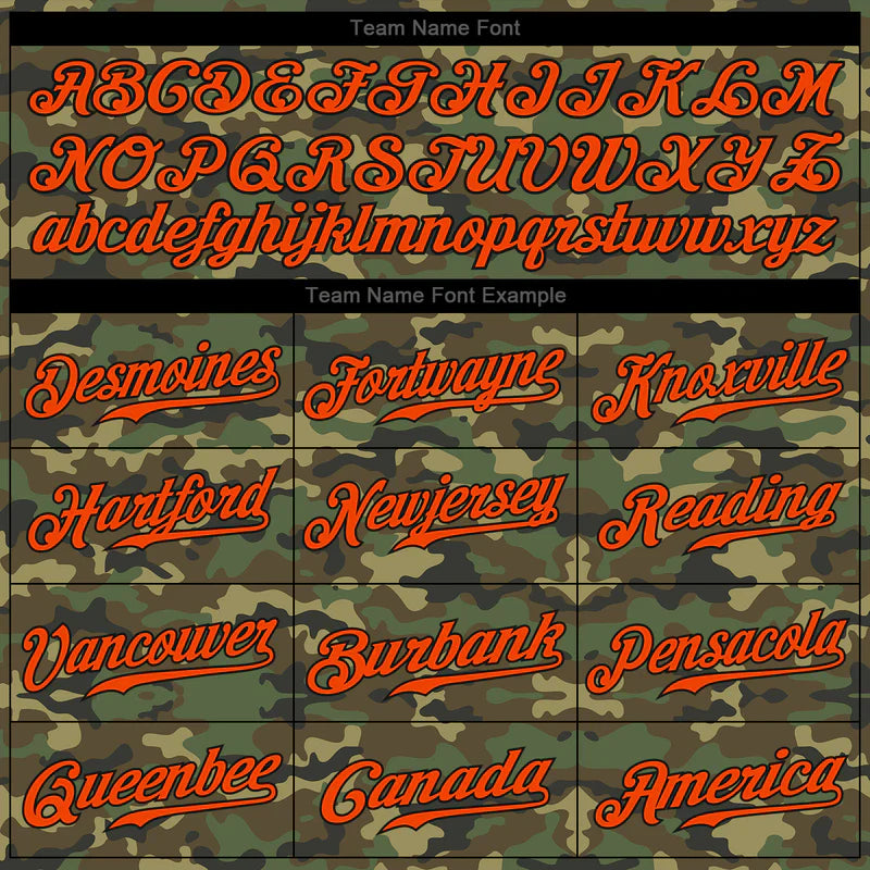 Custom Camo Orange-Black Authentic Salute To Service Baseball Jersey