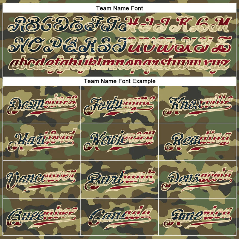 Custom Camo Vintage USA Flag-Cream Authentic Salute To Service Baseball Stitched Jersey
