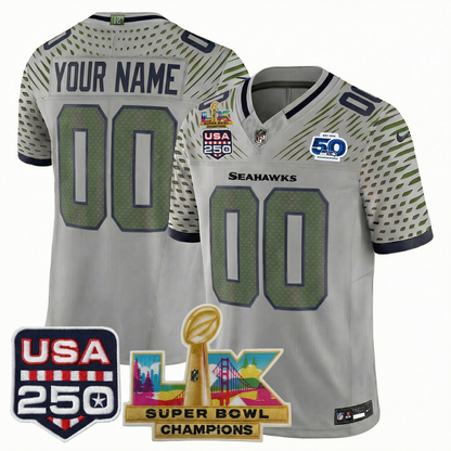 Men's SEA Football Limited Jersey - 50th Anniversary + Super Bowl LX Champions + USA 250 Patch