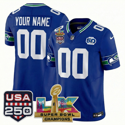 Men's SEA Football Limited Jersey - 50th Anniversary + Super Bowl LX Champions + USA 250 Patch