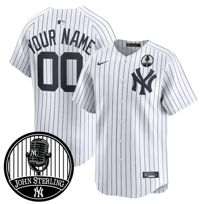 Men's John Sterling New York Yankees All Stitched Jersey - JS Tribute Patch