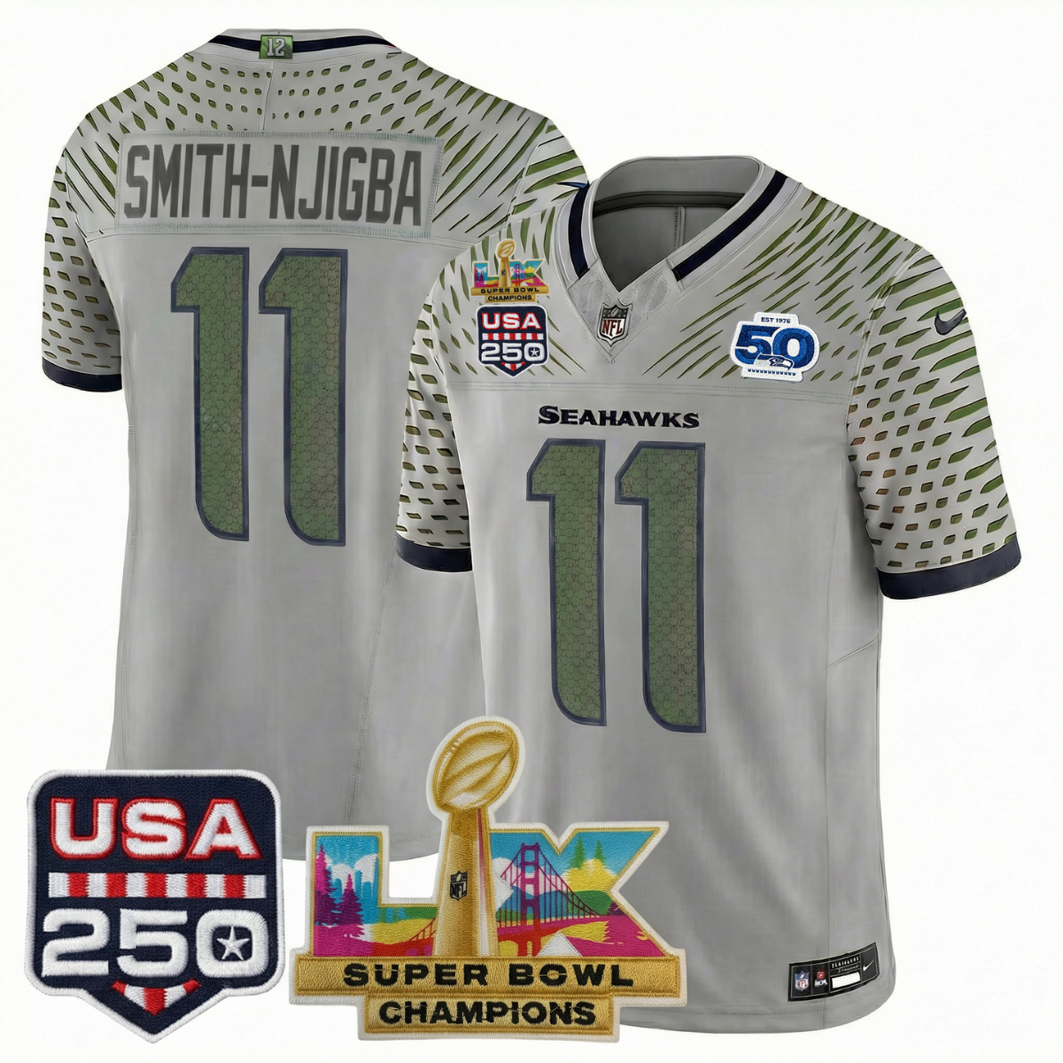 Men's SEA Football Limited Jersey - 50th Anniversary + Super Bowl LX Champions + USA 250 Patch