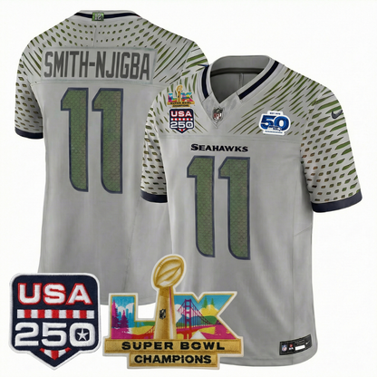 Men's SEA Football Limited Jersey - 50th Anniversary + Super Bowl LX Champions + USA 250 Patch