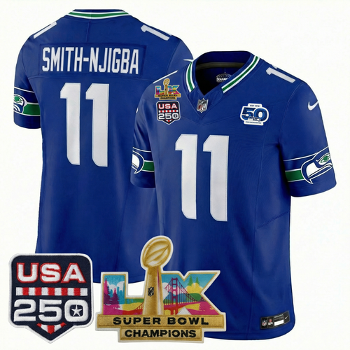 Men's SEA Football Limited Jersey - 50th Anniversary + Super Bowl LX Champions + USA 250 Patch