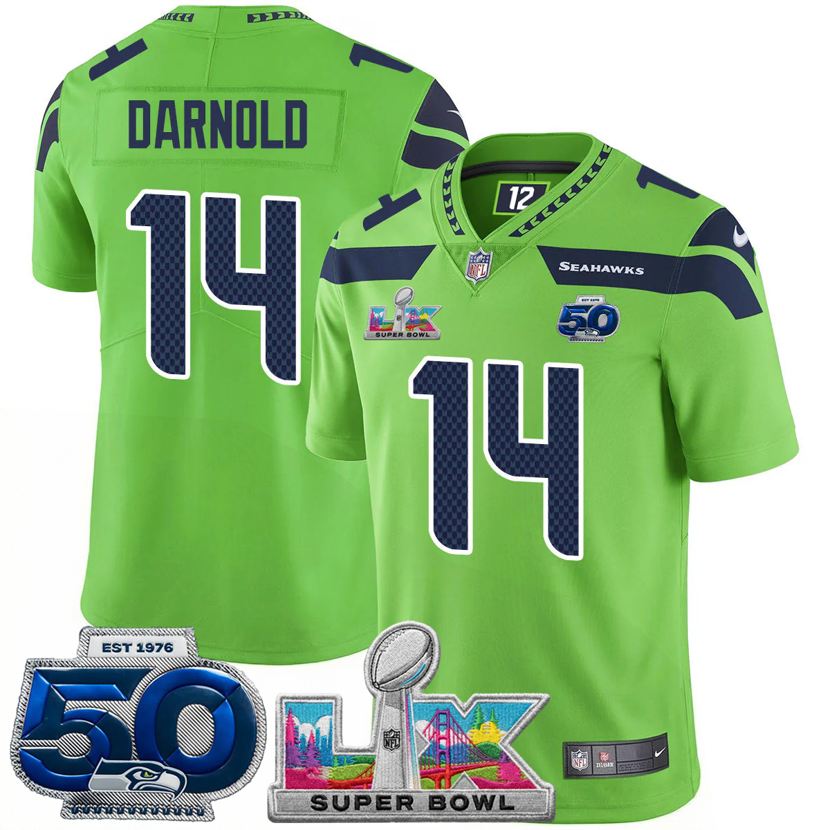 Men's SEA Football Limited Jersey - 50th Anniversary + Super Bowl LX Patch