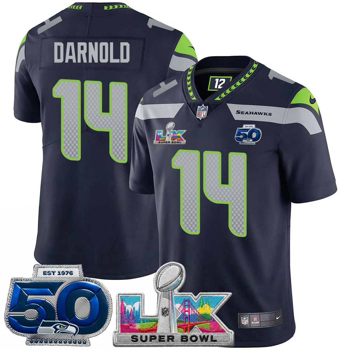 Men's SEA Football Limited Jersey - 50th Anniversary + Super Bowl LX Patch