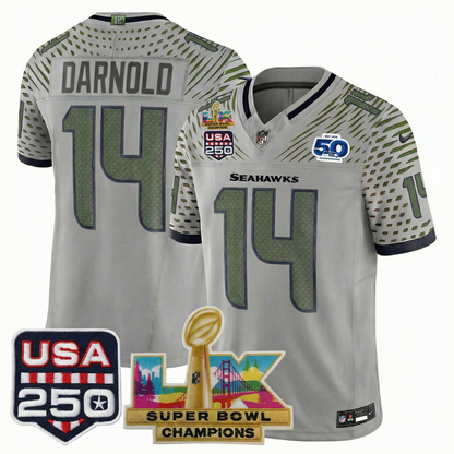 Men's SEA Football Limited Jersey - 50th Anniversary + Super Bowl LX Champions + USA 250 Patch