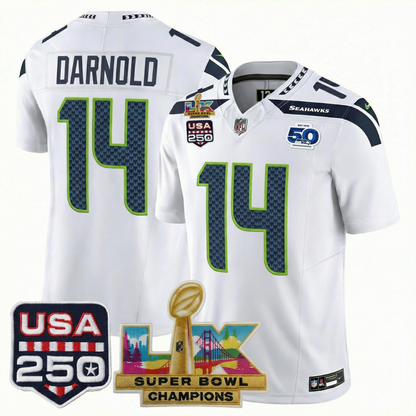 Men's SEA Football Limited Jersey - 50th Anniversary + Super Bowl LX Champions + USA 250 Patch