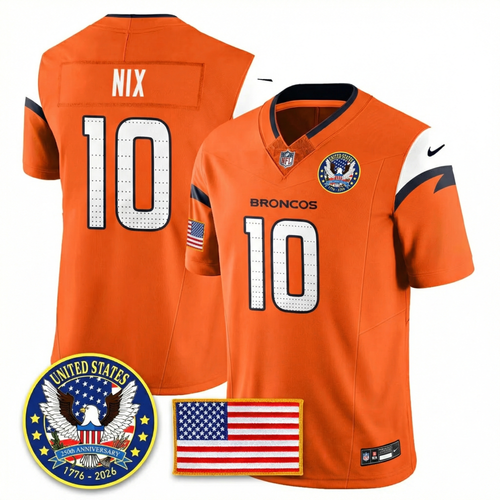 Men's DEN Broncos 2026 Jersey - United States 250th Anniversary Patch