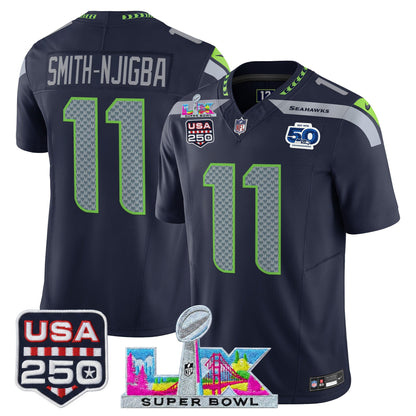 Men's SEA Football Limited Jersey - 50th Anniversary + Super Bowl LX + USA 250 Patch