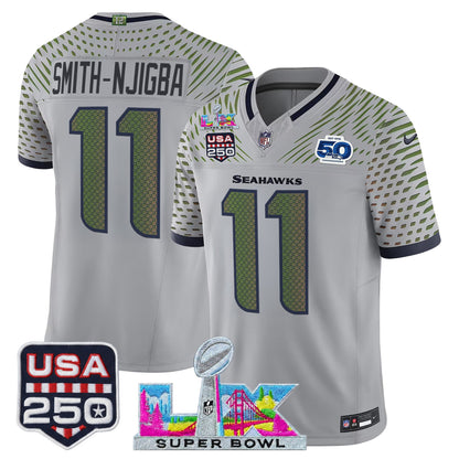 Men's SEA Football Limited Jersey - 50th Anniversary + Super Bowl LX + USA 250 Patch