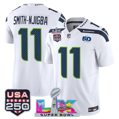 Men's SEA Football Limited Jersey - 50th Anniversary + Super Bowl LX + USA 250 Patch