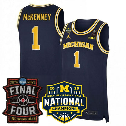 Michigan Wolverines Men's Basketball 25/26 All Stitched Jersey - Final Four + National Champions Patch