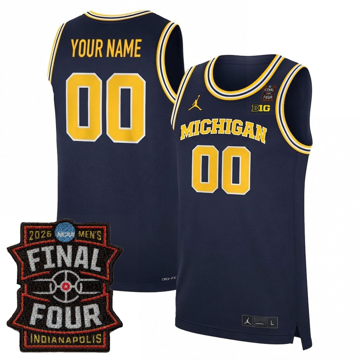 Michigan Wolverines Men's Basketball 25/26 All Stitched Jersey - Final Four Patch