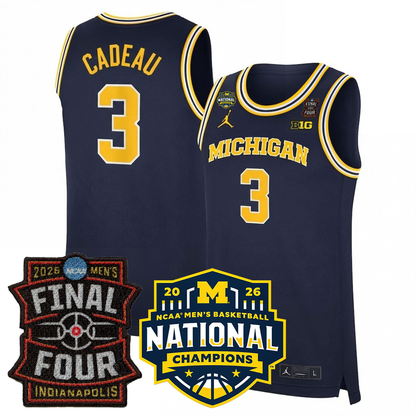 Michigan Wolverines Men's Basketball 25/26 All Stitched Jersey - Final Four + National Champions Patch