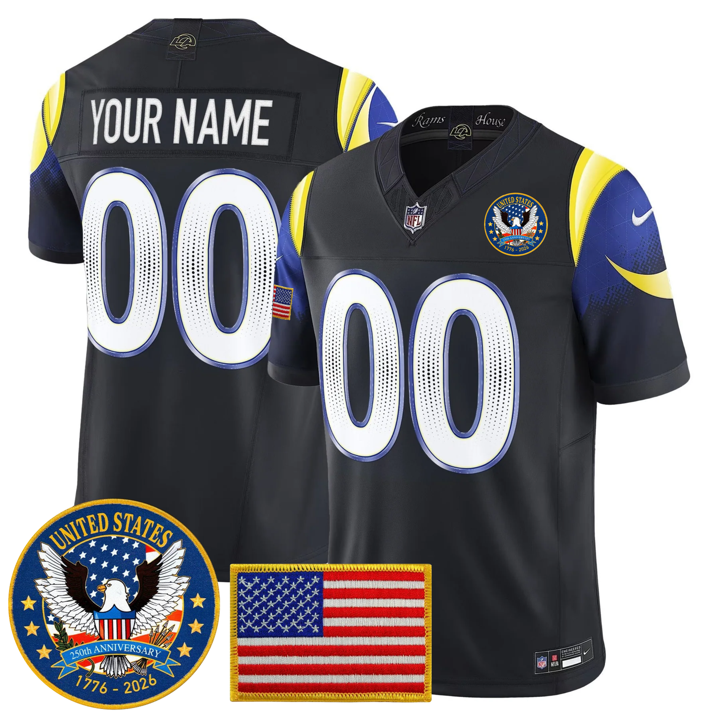Men's LA Rams 2026 Jersey - United States 250th Anniversary Patch