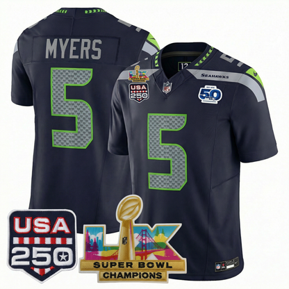 Men's SEA Football Limited Jersey - 50th Anniversary + Super Bowl LX Champions + USA 250 Patch