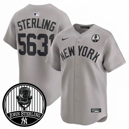 Men's John Sterling New York Yankees All Stitched Jersey - JS Tribute Patch
