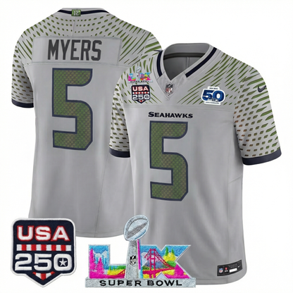 Men's SEA Football Limited Jersey - 50th Anniversary + Super Bowl LX + USA 250 Patch