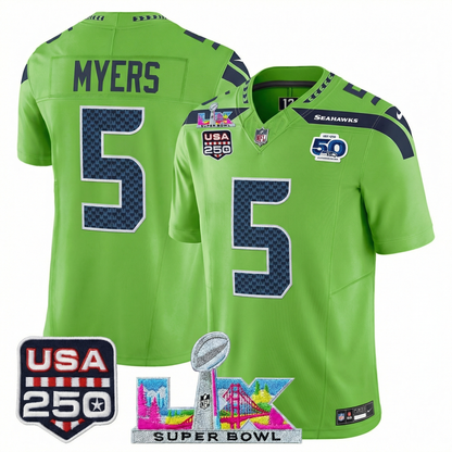 Men's SEA Football Limited Jersey - 50th Anniversary + Super Bowl LX + USA 250 Patch
