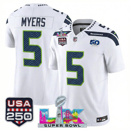 Men's SEA Football Limited Jersey - 50th Anniversary + Super Bowl LX + USA 250 Patch