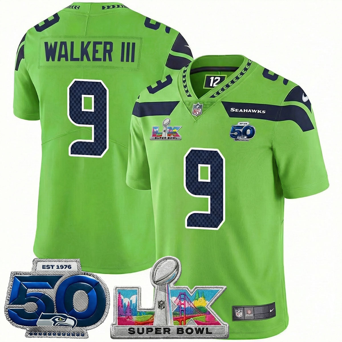 Men's SEA Football Limited Jersey - 50th Anniversary + Super Bowl LX Patch