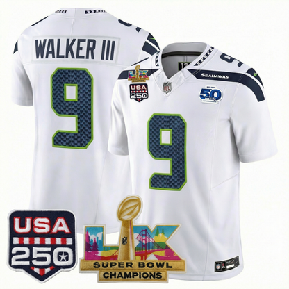 Men's SEA Football Limited Jersey - 50th Anniversary + Super Bowl LX Champions + USA 250 Patch