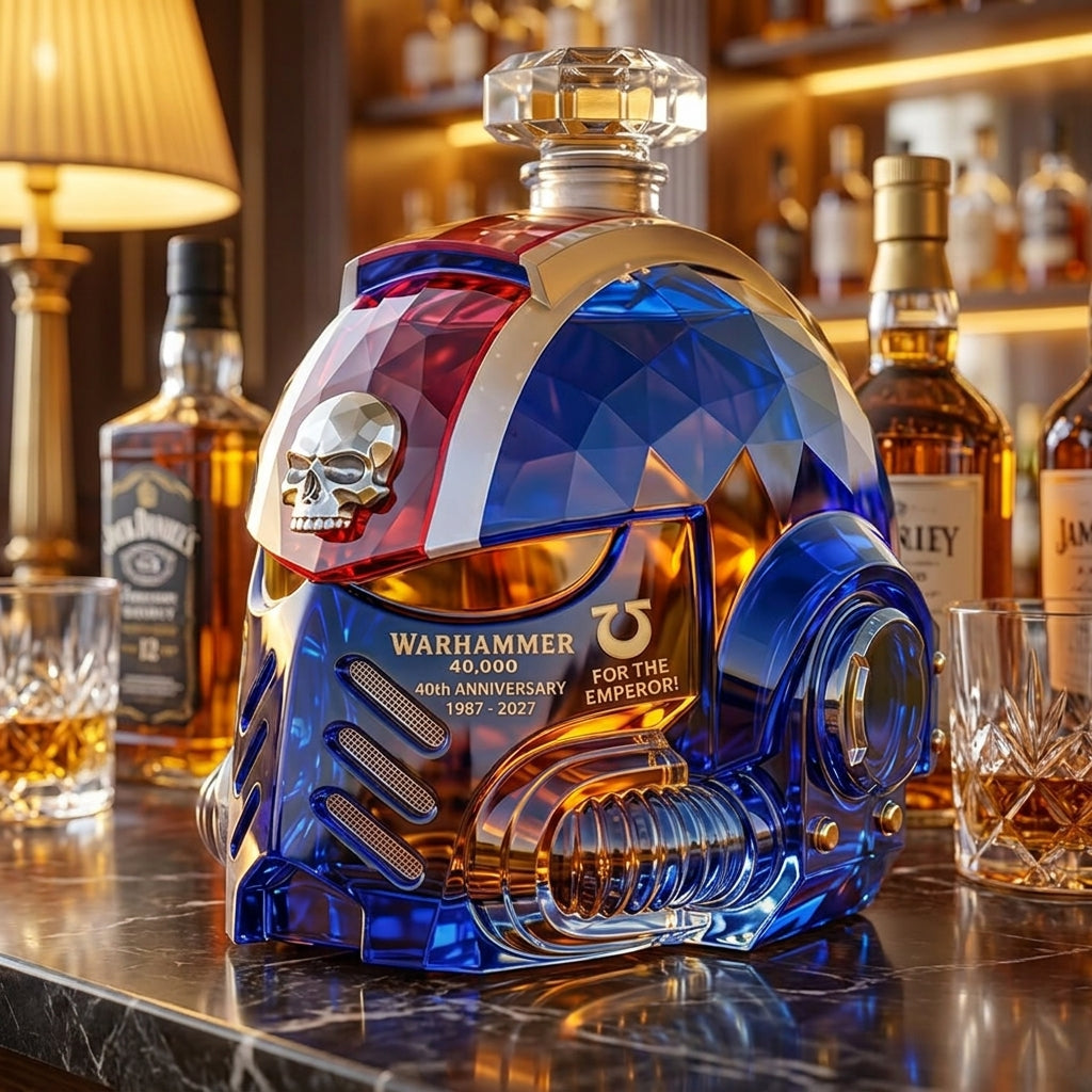 ⚔️ Warhammer 40,000 Inspired Space Marine Helmet Whiskey Bottle