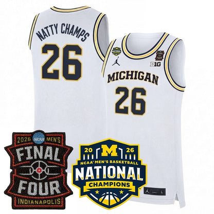 Michigan Wolverines Men's Basketball 25/26 All Stitched Jersey - Final Four + National Champions Patch