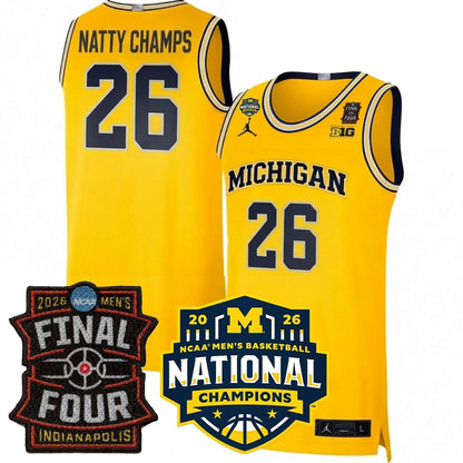 Michigan Wolverines Men's Basketball 25/26 All Stitched Jersey - Final Four + National Champions Patch