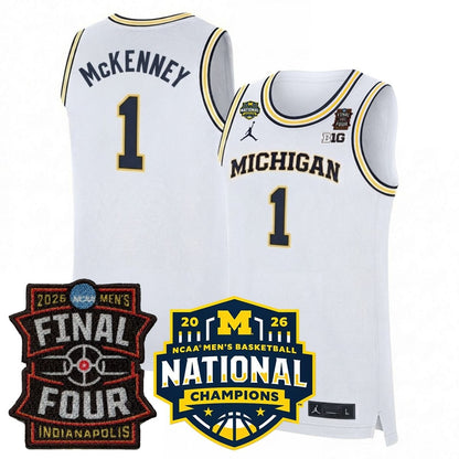 Michigan Wolverines Men's Basketball 25/26 All Stitched Jersey - Final Four + National Champions Patch