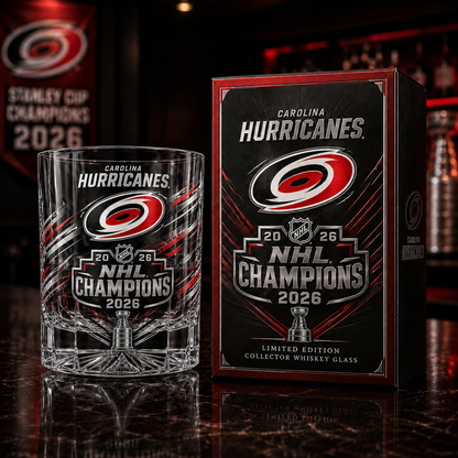 Carolina Hurricanes NHL Champions 2026 Whiskey Glass