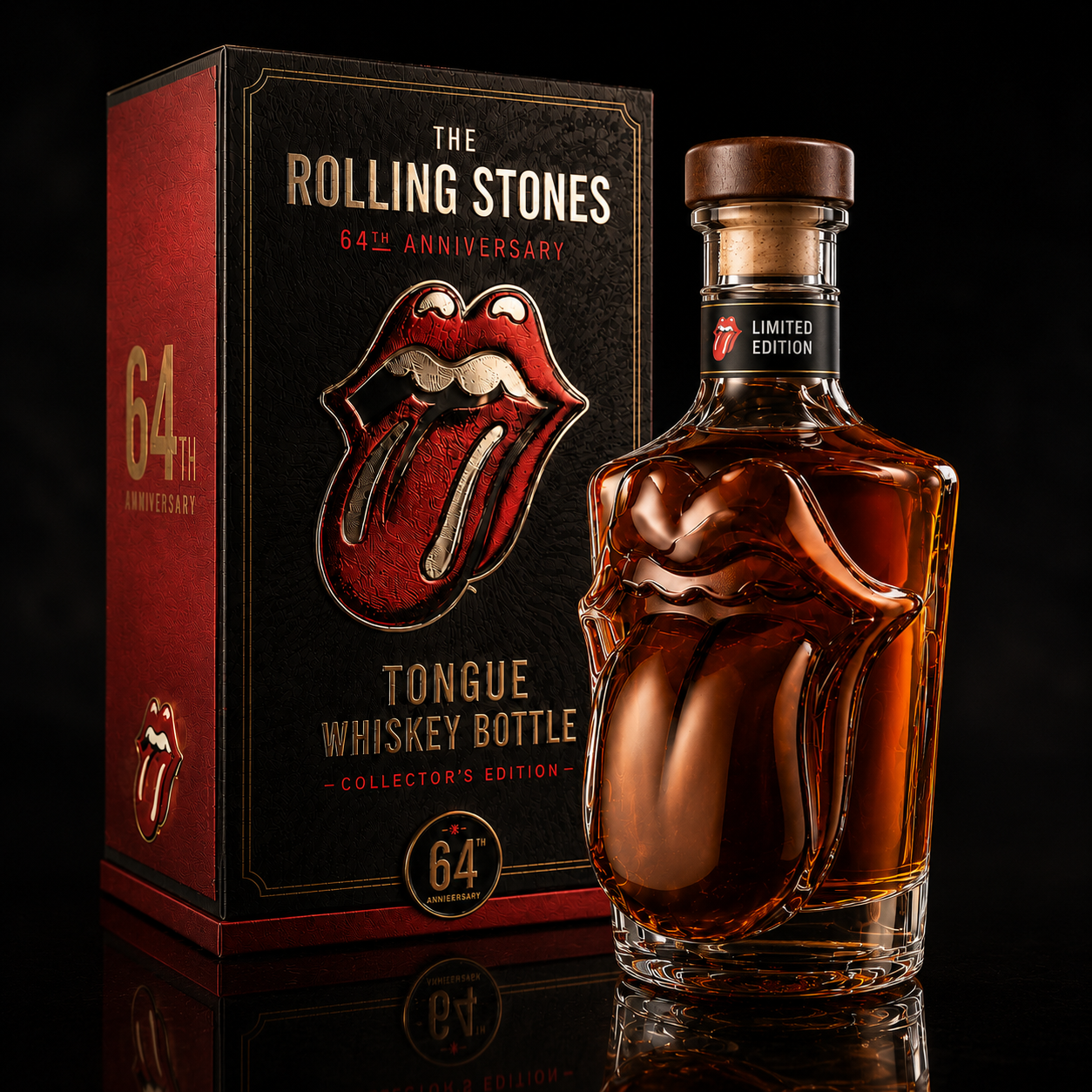 The Rolling Stones 64th Anniversary Tongue Collectible Bottle
