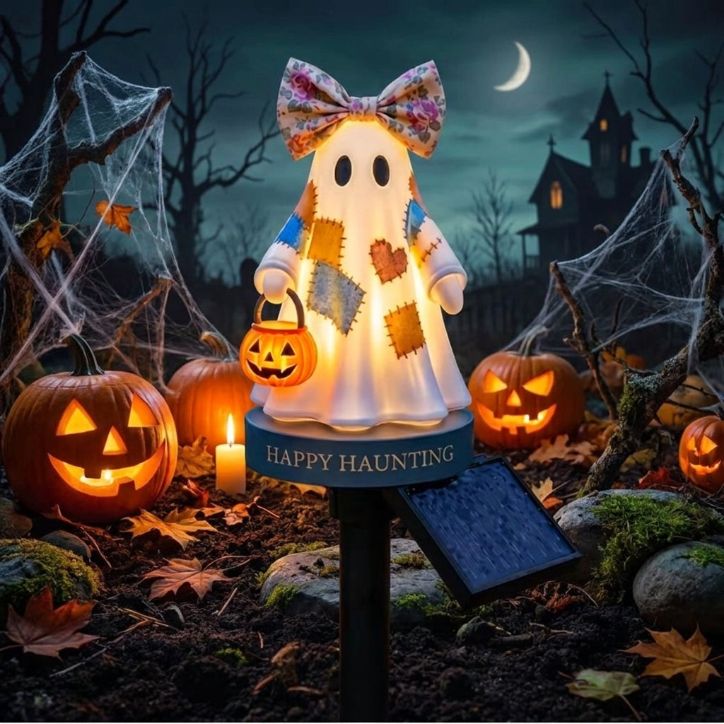 Happy Haunting Ghost Solar Garden Stake Light 👻