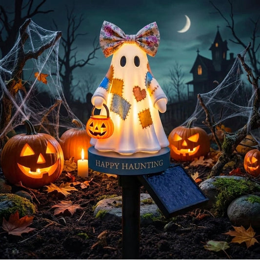 Happy Haunting Ghost Solar Garden Stake Light 👻