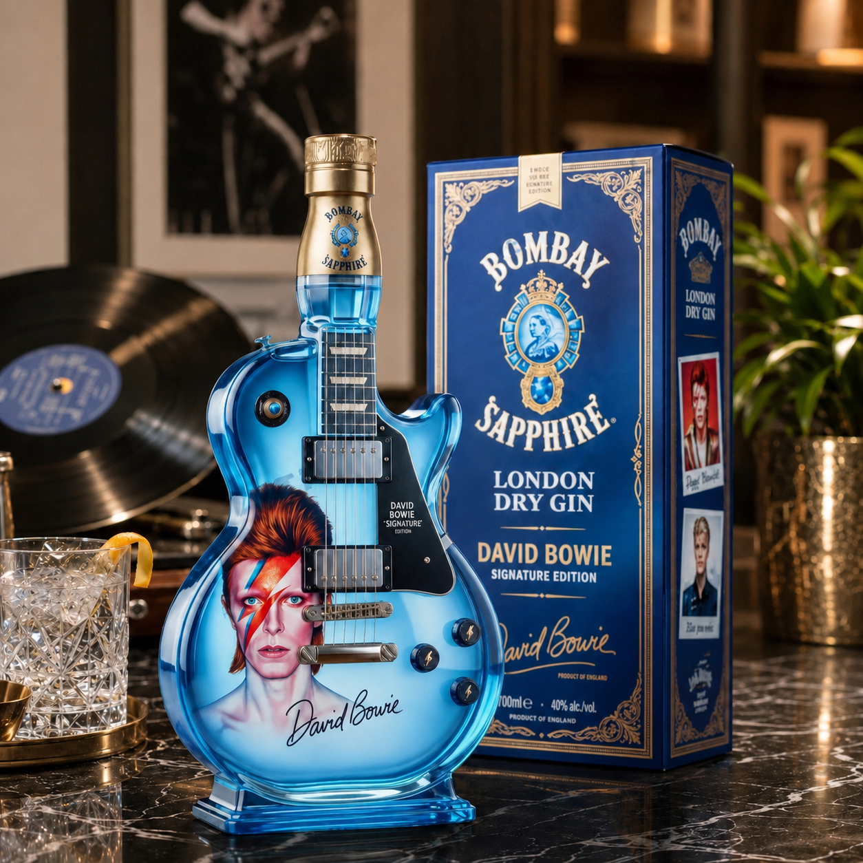 David Bowie Signature Guitar-Shaped Collectible Bottle