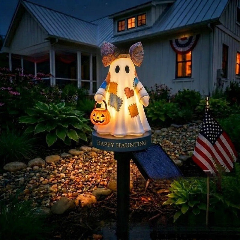Happy Haunting Ghost Solar Garden Stake Light 👻
