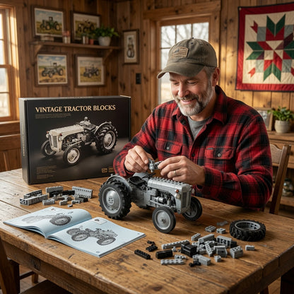 Classic Farm Tractor Building Block Set – 1950s Grey Field Edition - view 4