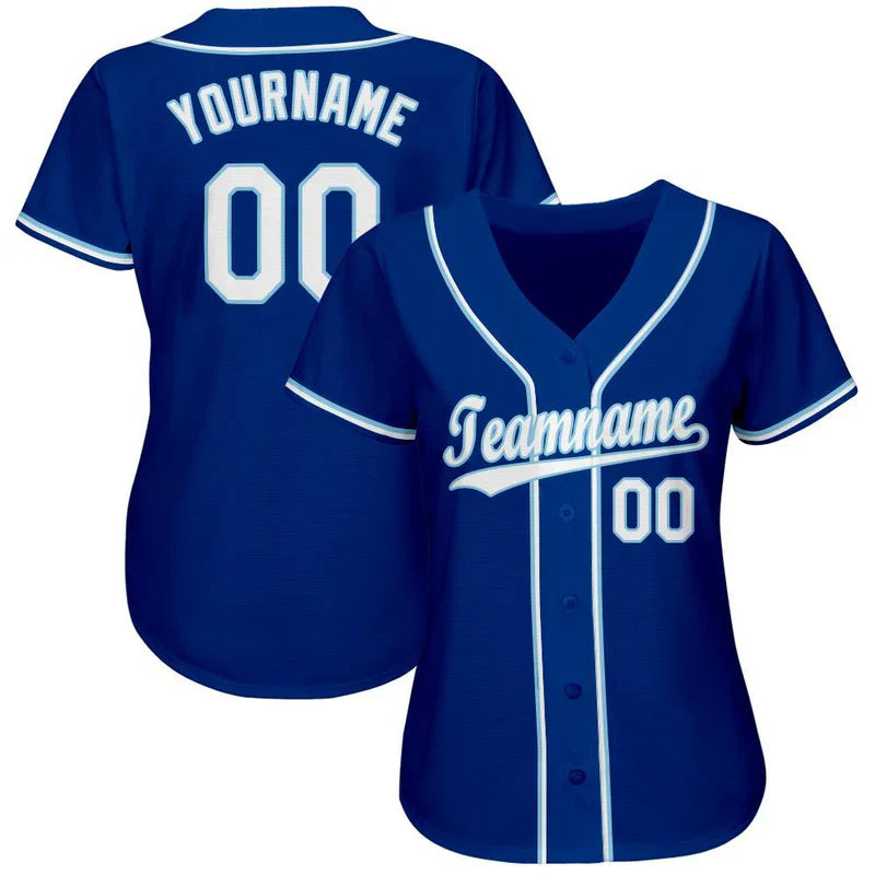 Custom Royal White-Light Blue Baseball Stitched Jersey